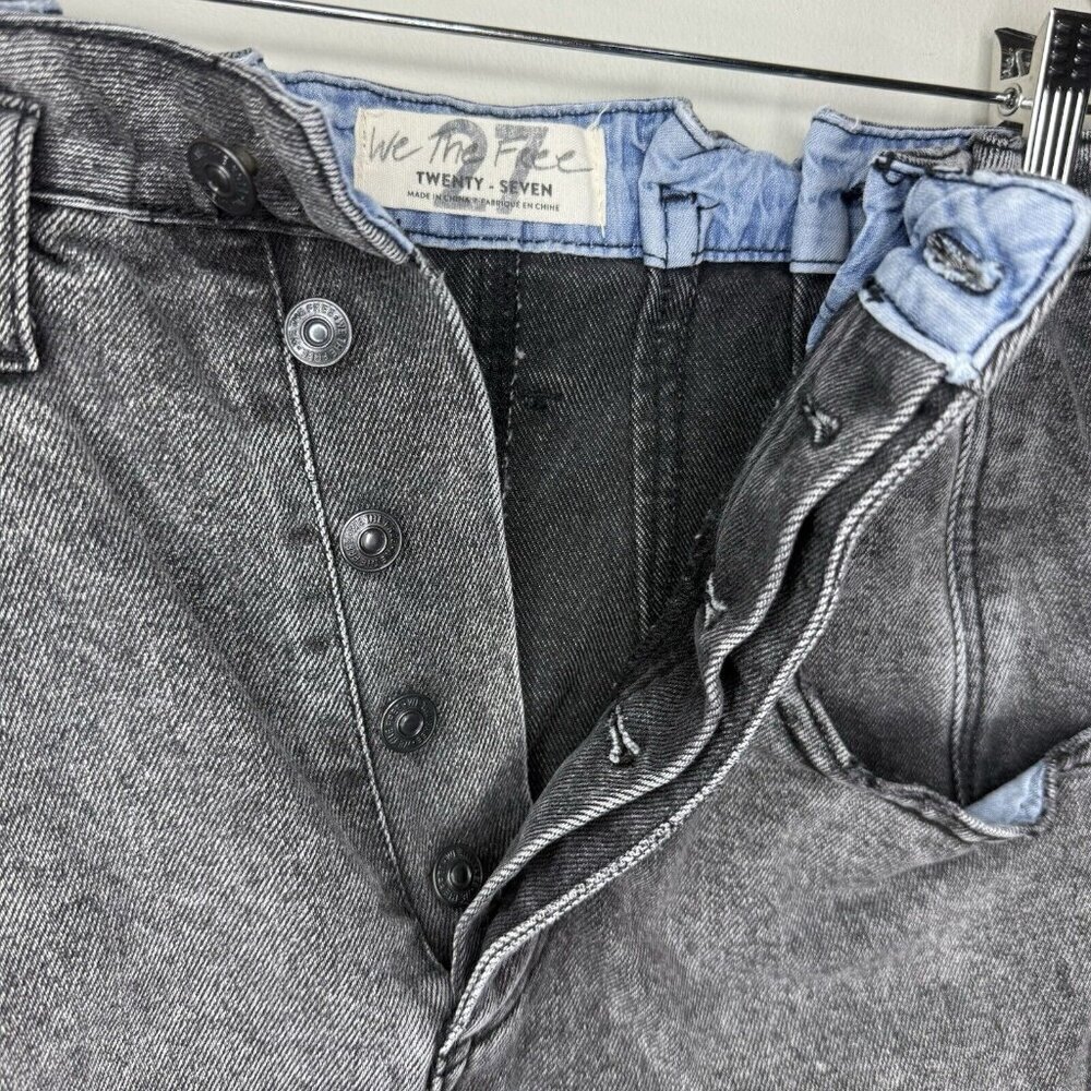 We The Free Black Denim Mini Skirt Jean Short Fringe Punk Sz 27 - Picture 4 of 9
